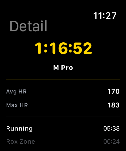 HYROX SIM Apple Watch summary screen